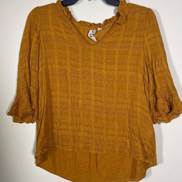 Dolan Women Rustic Orange Short Bell Sleeve Blouse XS Cotton Blend! - Picture 1 of 7